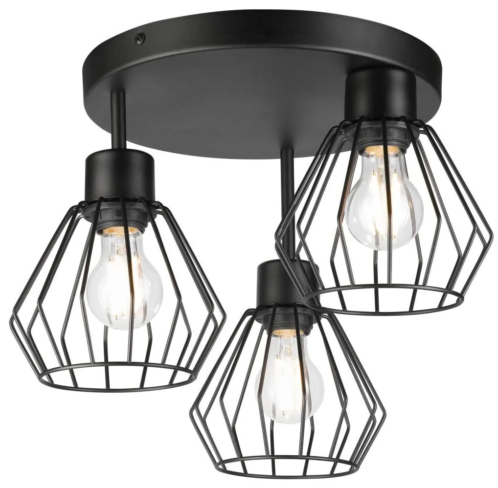 Lamkur Felületre szerelhető csillár AUDREY 3xE27/60W/230V fekete LA50621