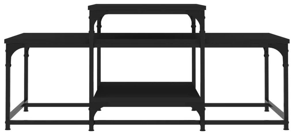 Fekete szerelt fa dohányzóasztal 102 x 60 x 45 cm