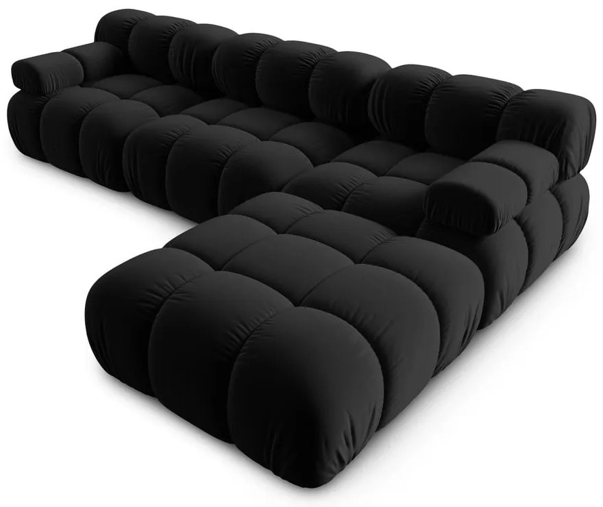 Fekete bársony sarokkanapé Bellis – Micadoni Home