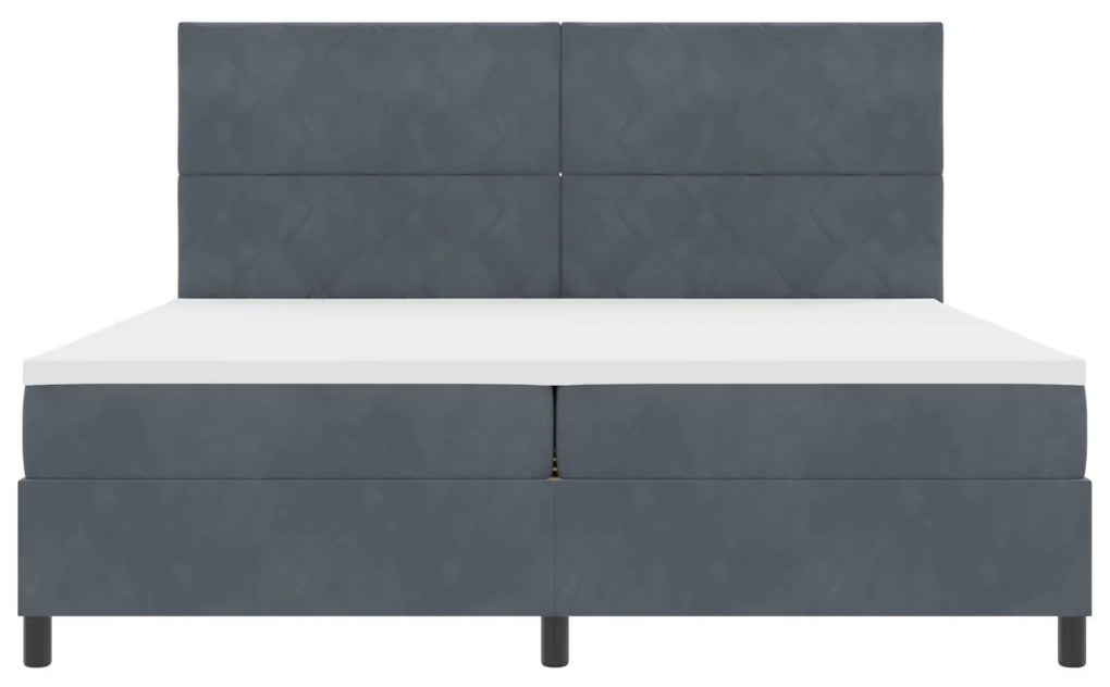 Boxspring Ágy Matrac Kivilágítással Szürke 200x200 cm Bársony