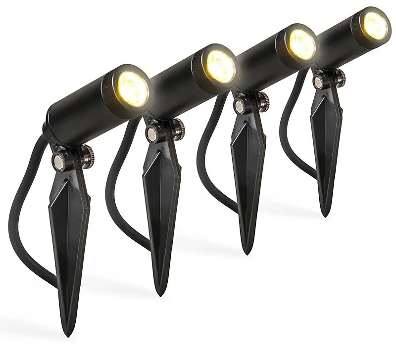 4 db fekete kerti reflektor készlet LED-del IP68 - Garly
