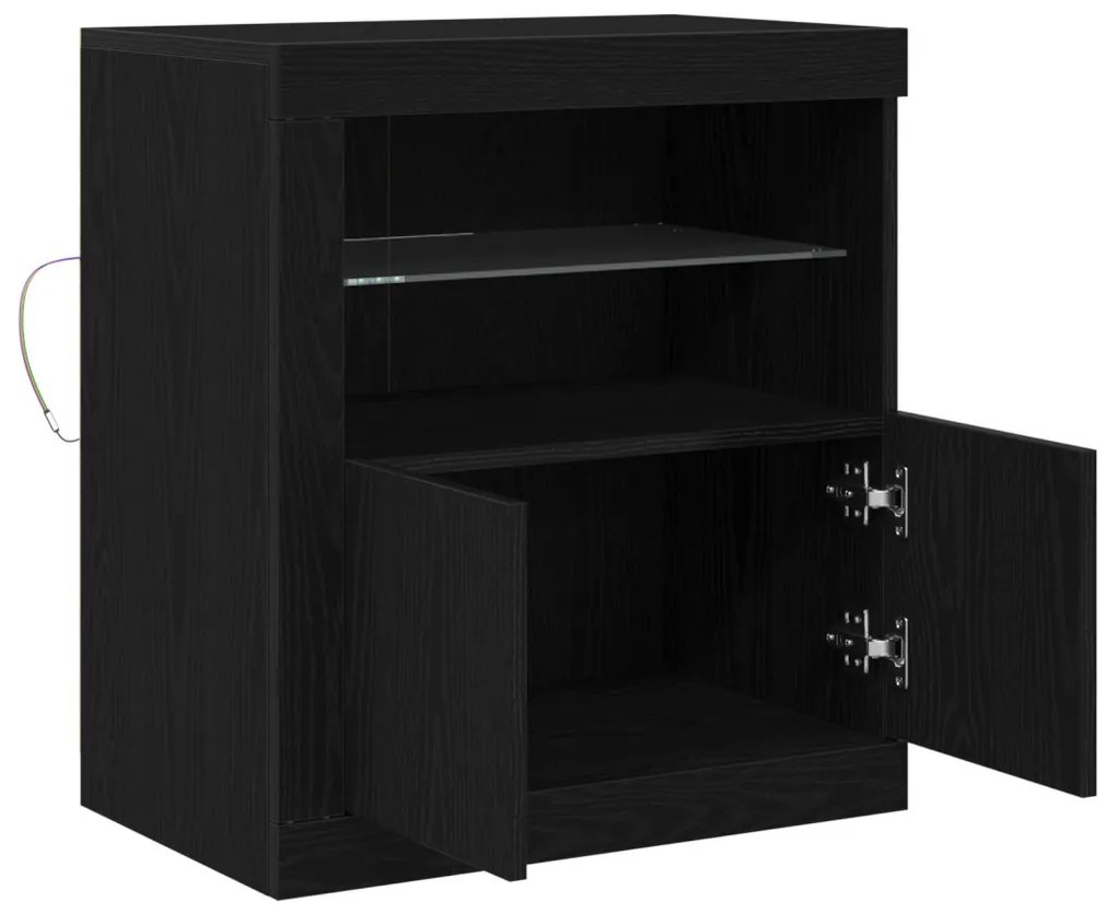 LED világítással ellátott komód Fekete Tölgy 60,5x37x67 cm