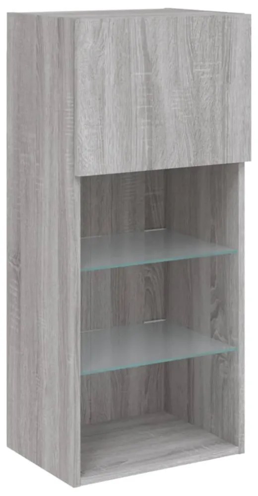 szürke sonoma színű TV-szekrény LED-lámpákkal 40,5x30x90 cm