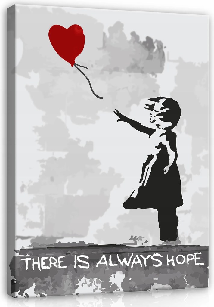 Vászonkép Kislány Banksy Szürke Graffiti Vászon Falikép 100x70