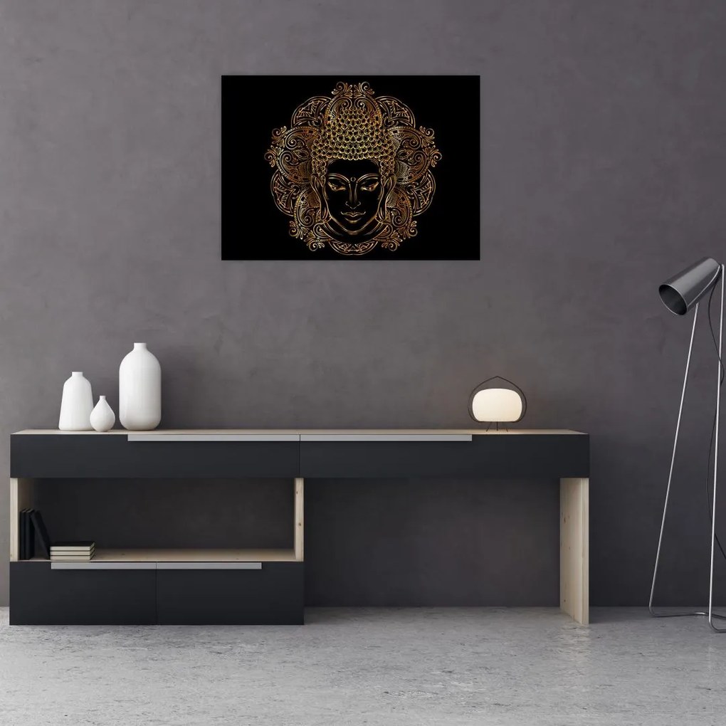 Arany Buddha képe (üvegen) (70x50 cm)