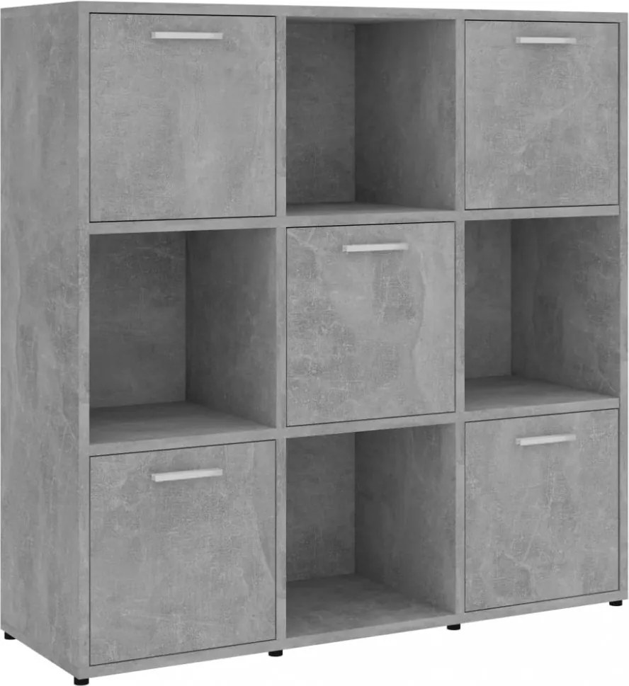 betonszürke szerelt fa könyvszekrény 90 x 30 x 90 cm