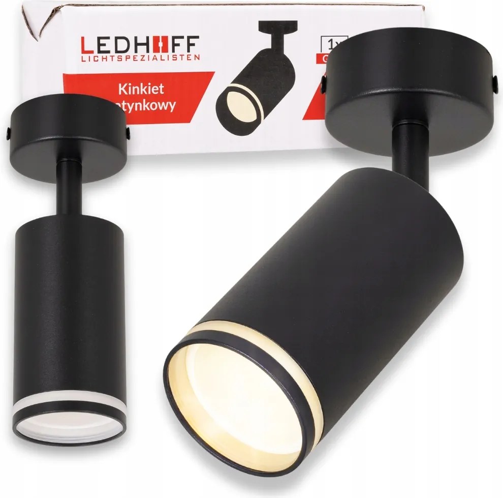 Mennyezeti fali lámpa Mozgatható fekete halogén lámpatest GU10 Spot