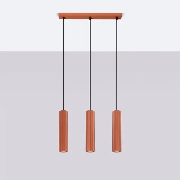 Sollux SL.1632 - Csillár zsinóron KARBON 3xGU10/10W/230V piros