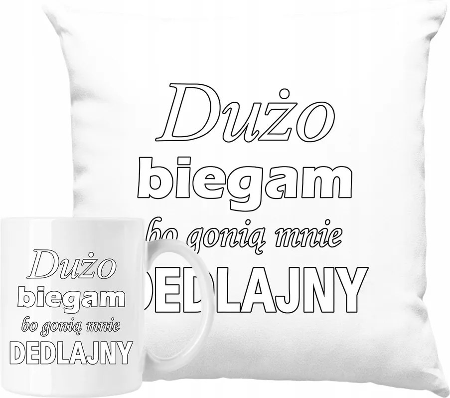 Bögre Szett Párna Sokat futok, mert üldözik a dedikált Ajándék ötlet