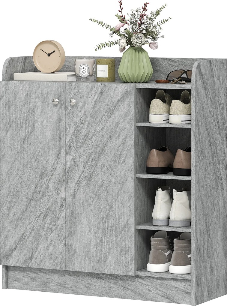 HOMCOM cipős szekrény 4 rekesszel – 12 pár tárolásához, 83 x 30 x 90 cm | Aosom