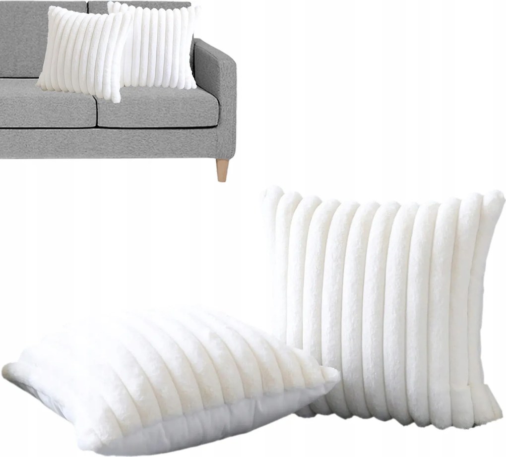 Luxus Bársony Párnahuzat 45x45 cm Krémfehér Plüss Lakberendezési Párna