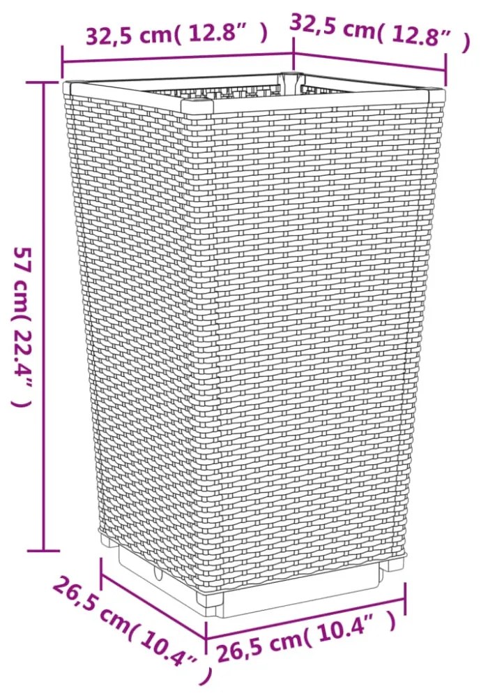 4 db fehér polipropilén kerti ültetőláda 32,5 x 32,5 x 57 cm