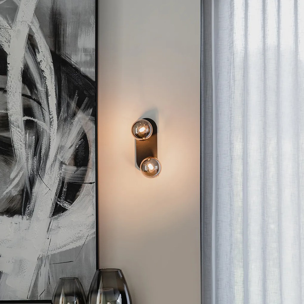 Modern fekete reflektor füstüveggel 2-lámpás - Athén