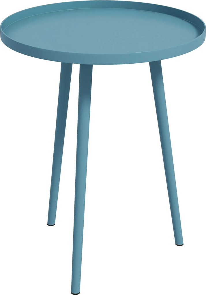 Outsunny Kerek Kerti Fakkasztó Asztal, Kültéri Végasztal Lekerekített Acél Peremmel, dim. Ø40 x 50H cm kék | Aosom