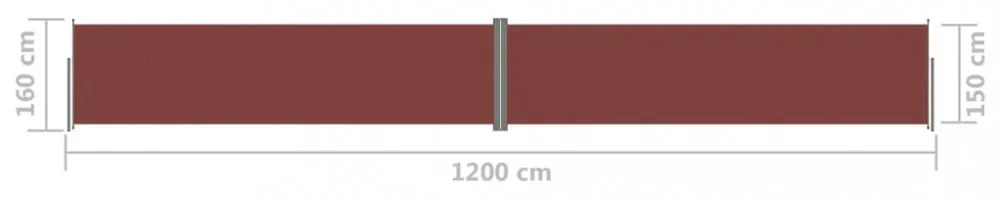 barna behúzható oldalsó napellenző 160 x 1200 cm