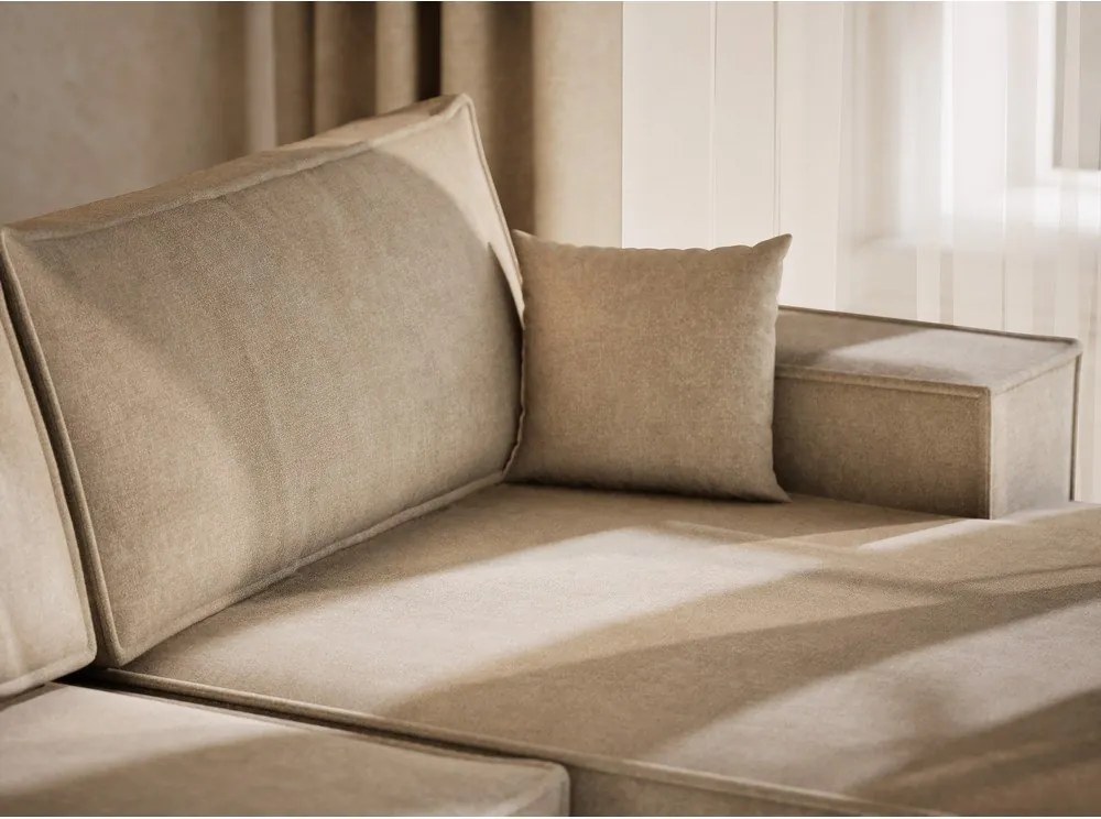 Bézs zsenília kinyitható-tárolóhelyes sarokkanapé (U alakú) Kyoto – Maison de Rêve