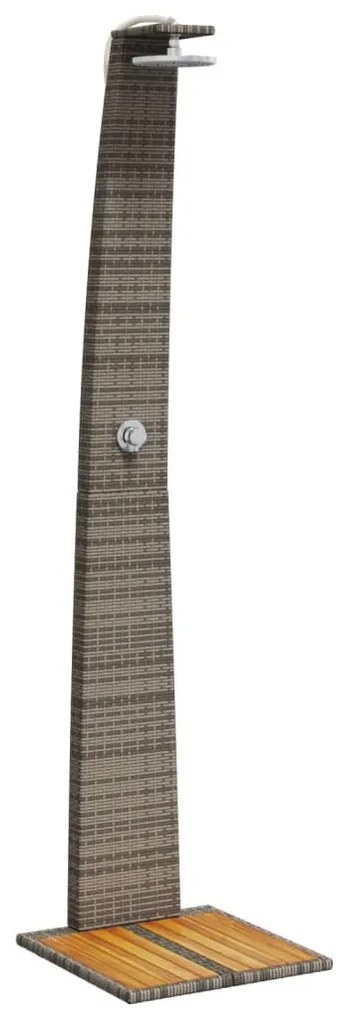Szürke polyrattan és akácfa kültéri zuhanyzó 55 x 60 x 224 cm
