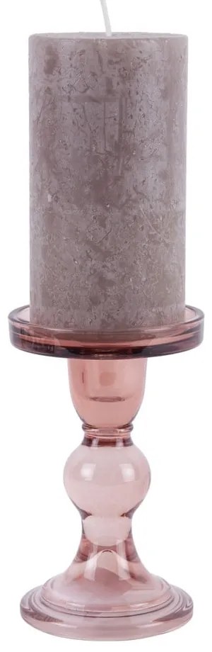 Art rózsaszín üveg gyertyatartó - PT LIVING