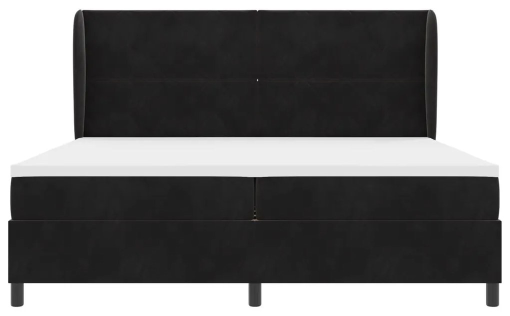 Boxspring Ágy Mattal Fekete 200x200 cm Bársony