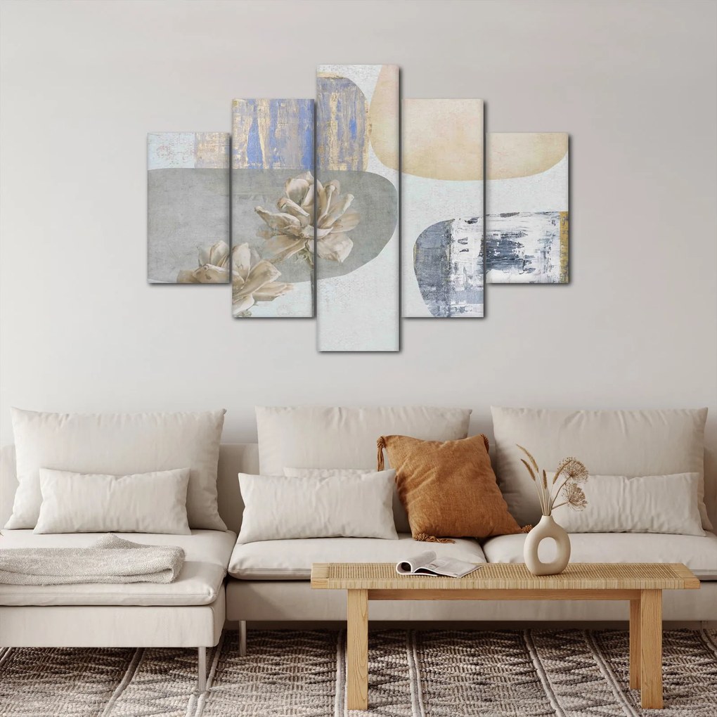 Kép - Festészet virágokkal és textúrákkal (150x105 cm)