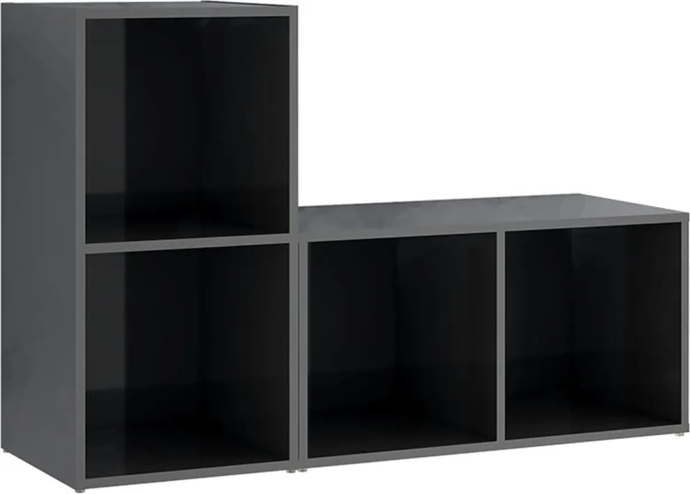 vidaXL 2 db magasfényű szürke szerelt fa TV-szekrény 72 x 35 x 36,5 cm