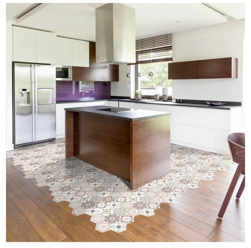 Floor Stickers Hexagons Cornalina 10 db-os padlómatrica szett, 40 x 90 cm - Ambiance