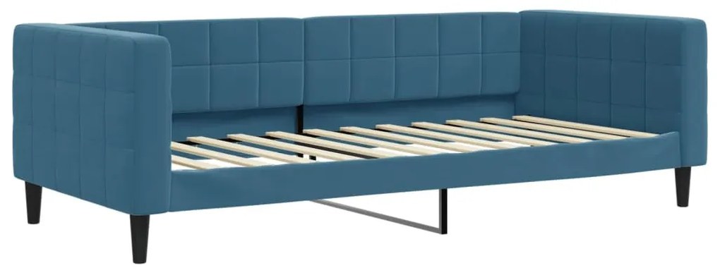 kék kihúzható bársony heverő 90 x 200 cm