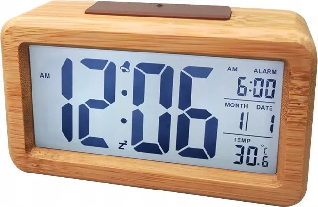 Fa Óra Digitális Óra Ébresztőóra Hőmérő Nagy Képernyő Kijelző