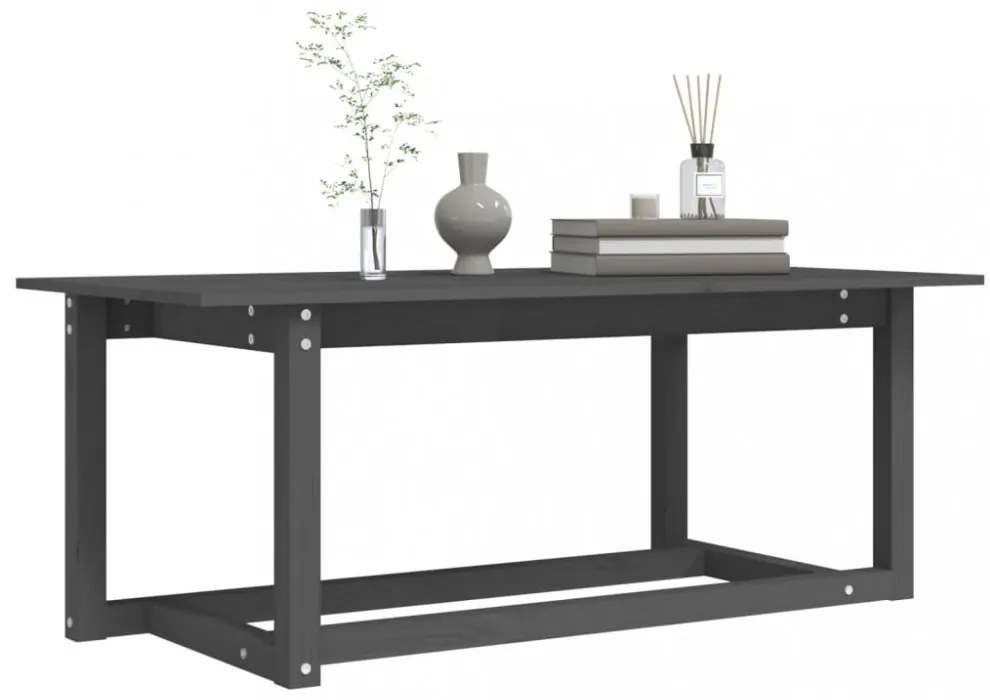 szürke tömör fenyőfa dohányzóasztal 110 x 55 x 45 cm