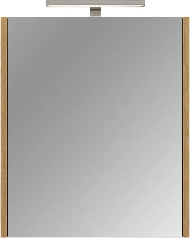 Piramida AKVA Tükrös fürdőszobai szekrény - LED világítással - FEHÉR-TÖLGY - 60 x 69 x 15 cm