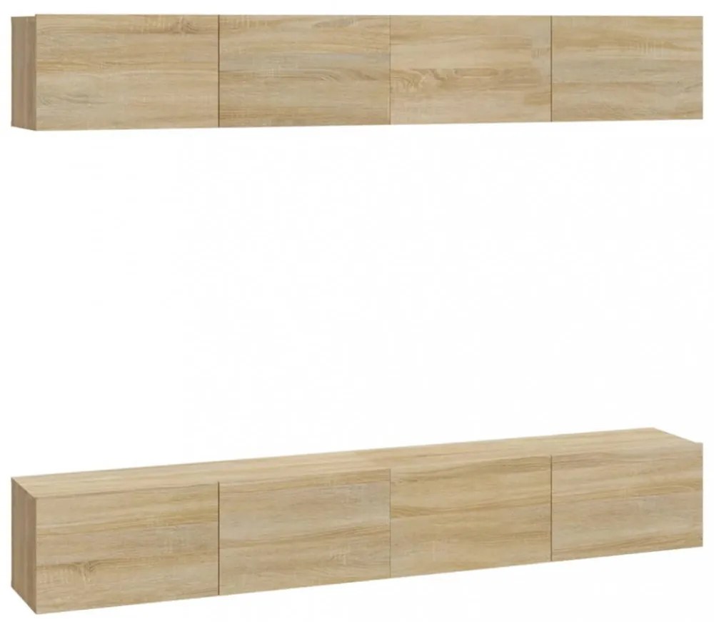 4 db sonoma tölgy színű fali TV-szekrény 100 x 30 x 30 cm