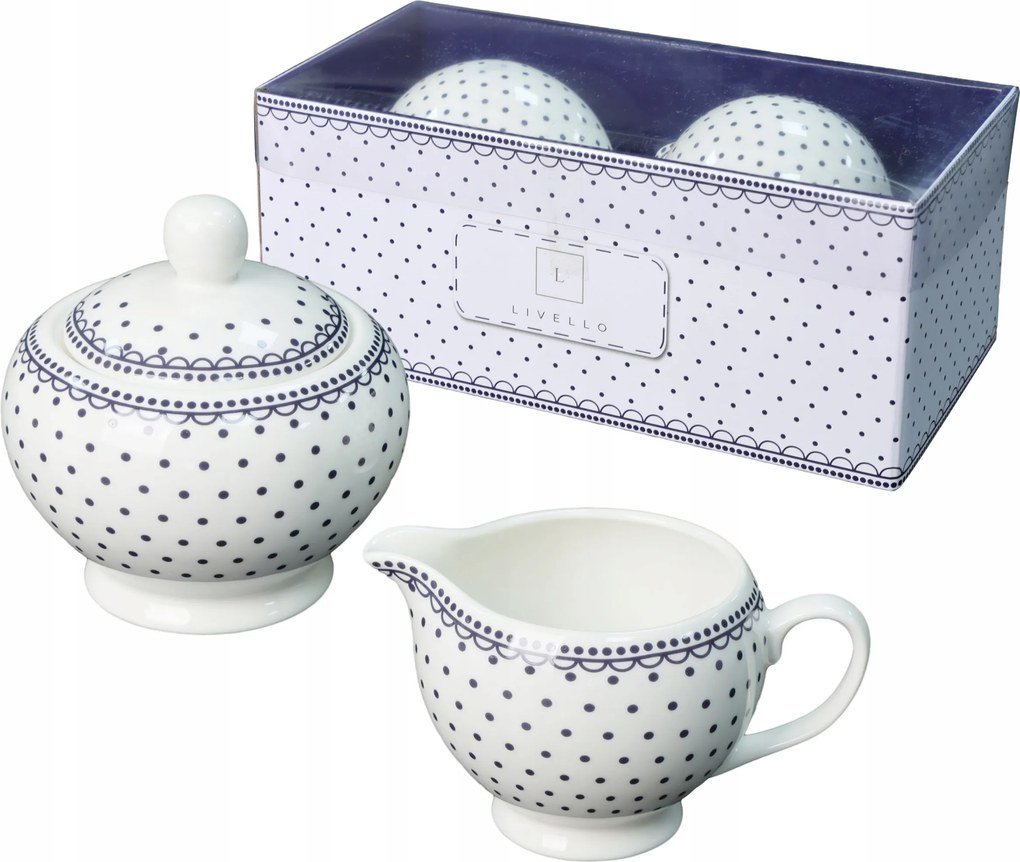 Livello porcelán cukortartó szett 310 ml tejeskávé 250 ml pöttyös
