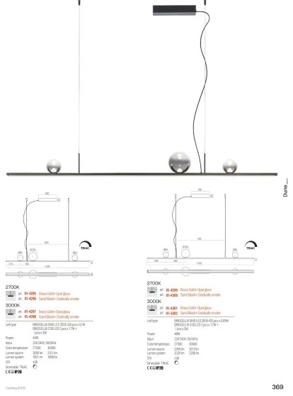 Redo 01-4301 - Fényerőszabályozható LED csillár kábellel DUNE LED/48W/230V arany