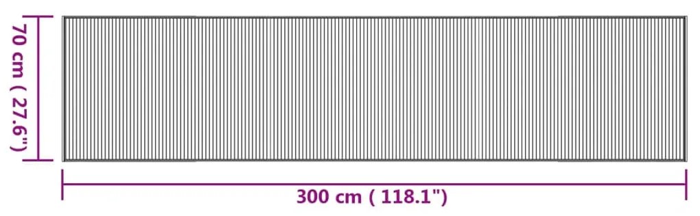 négyszögletű természetes bambusz szőnyeg 70 x 300 cm
