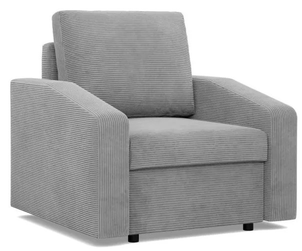 Zeus fotel, döntött kartámasz, kordbársony, hab töltet, szürke