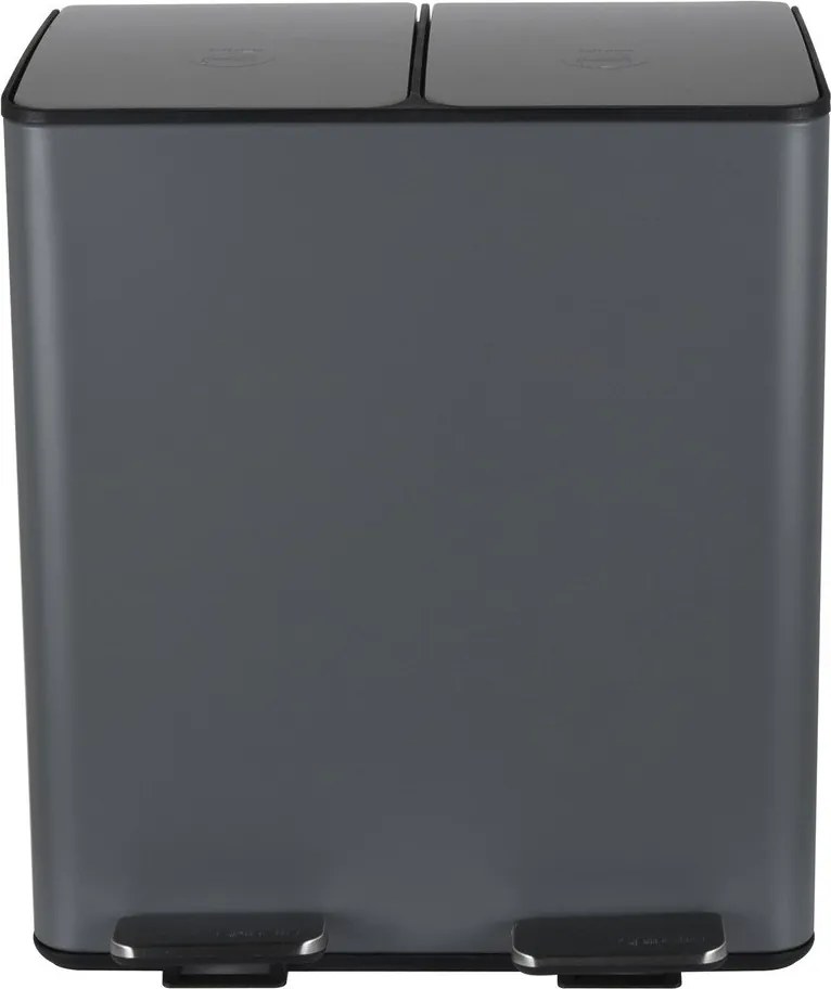 Sötétszürke acél szelektív pedálos szemetes 2x20 l Aliya – Spirella