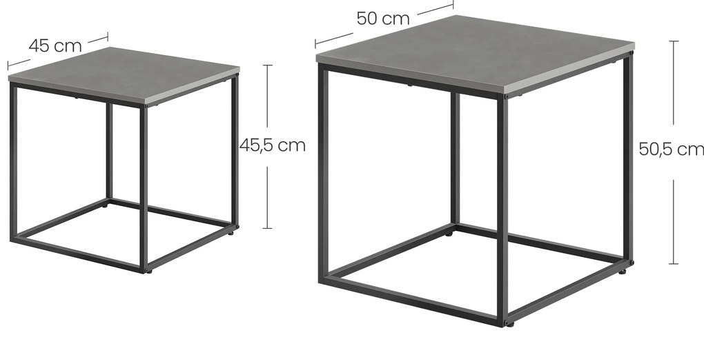 2 db QUADRO dohányzóasztal készlet, szürke