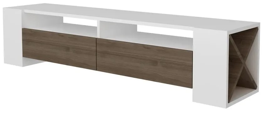 TV szekrény Sosruko - White, Walnut