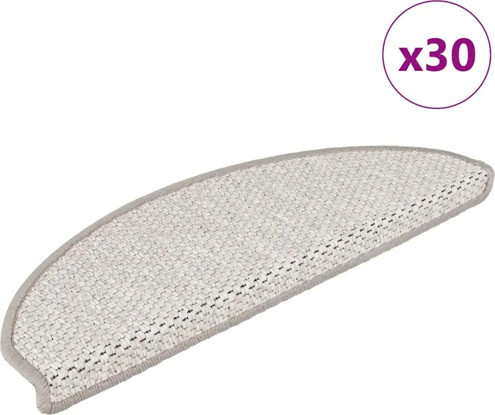 vidaXL 30 db platina lépcsőszőnyegek öntapadós szizál kinézetű