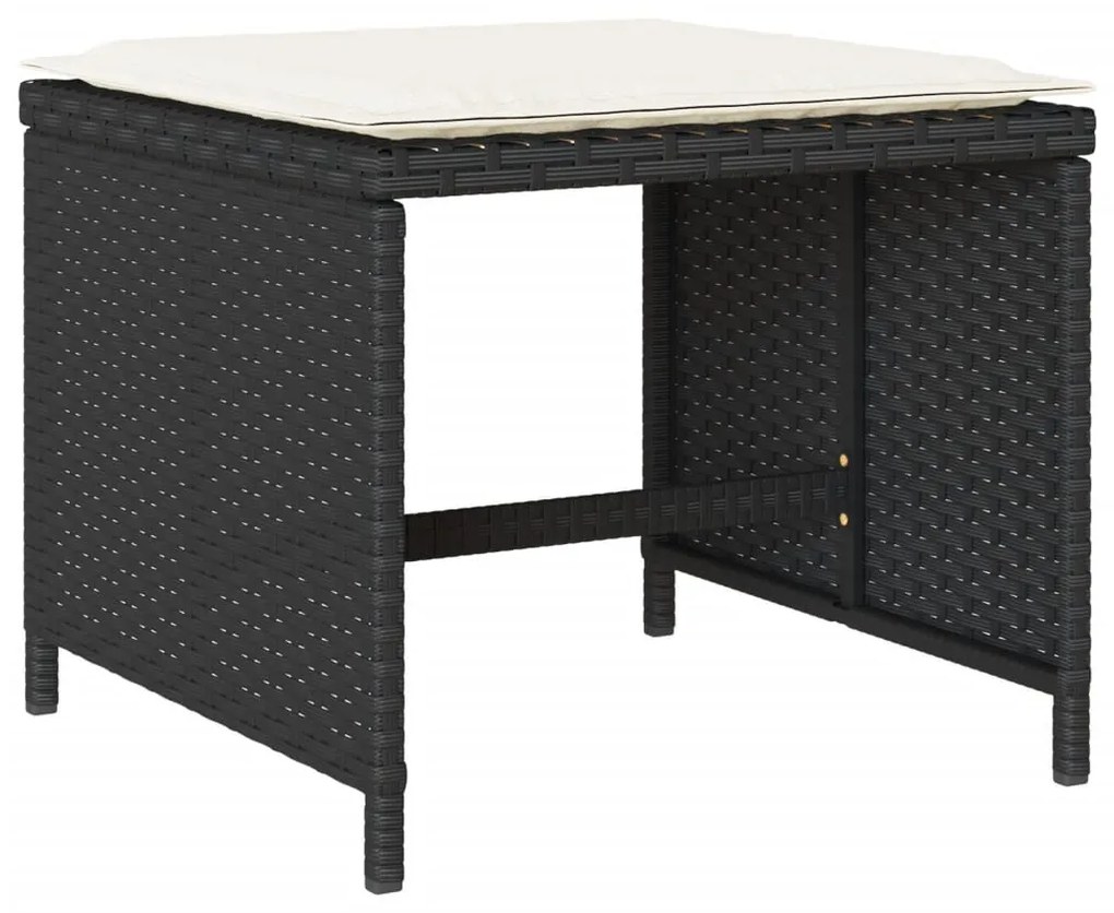 13 részes fekete polyrattan kerti ülőgarnitúra párnákkal