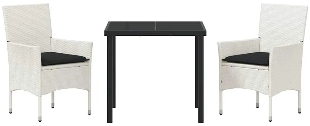 Kert étkező szett párnával 3 pcs Fehér Poli rattan