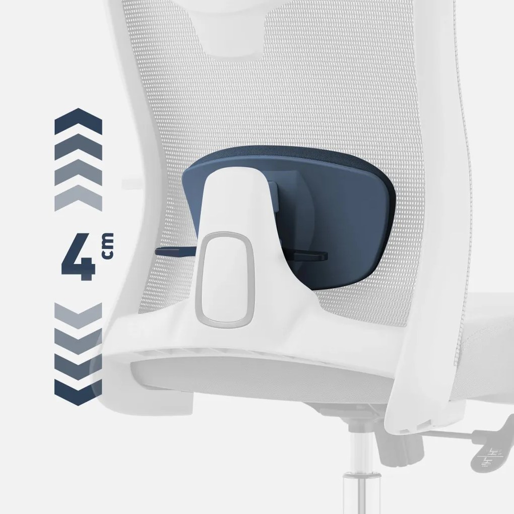 Ergonomikus irodai forgószék, deréktámasszal, 2D háttámla hálós anyaggal, szürke