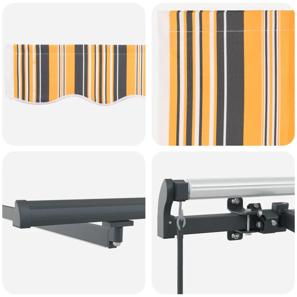 Kézi Behúzható Napellenző LED Színes Csíkkal 400x300 cm