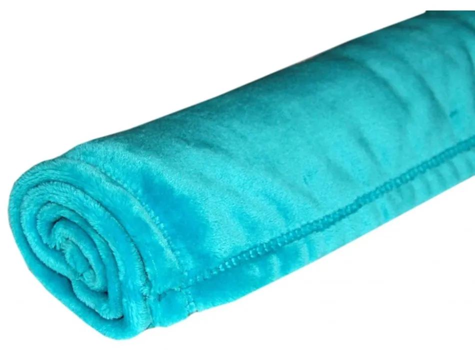 Velvet plüss takaró, 70 x 100 cm, türkiz színben