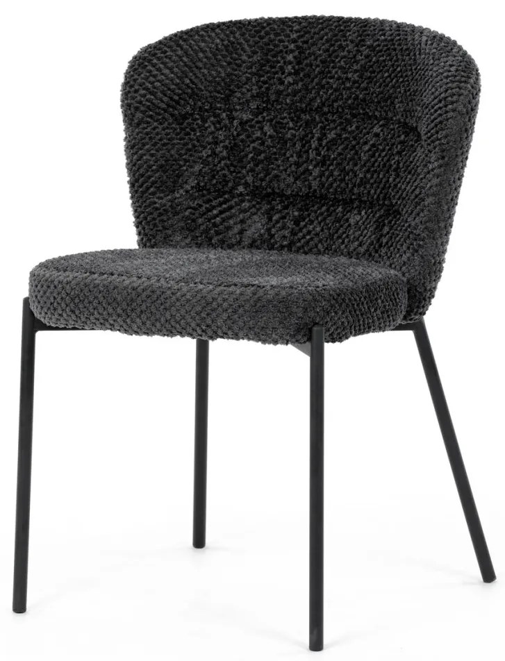 Scaun de sufragerie, stofă gri, picioare metalice negre