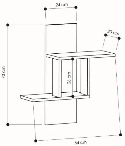 Fali polc MILL 70x64 cm fehér