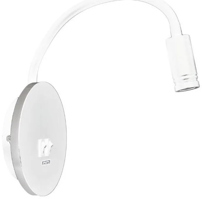 LED flexibilis fali lámpa USB-vel BASE 1xLED/8W+1xLED/2W/230V fehér/ezüst