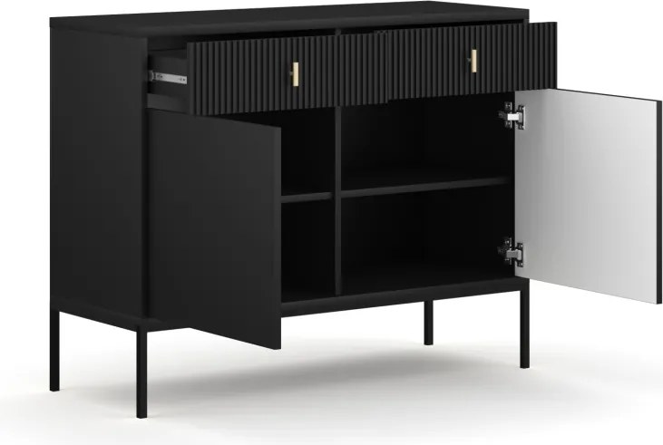 Komód 2 ajtóval és 2 fiókkal fekete színben arany fogantyúkkal – MAGGIORE MA02