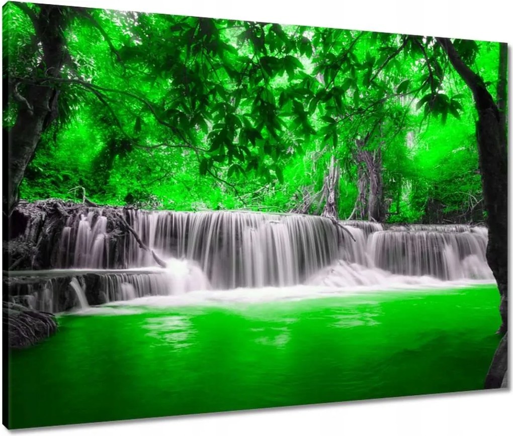 Vászonkép 80x60 Zöld vízesés Kaszkád