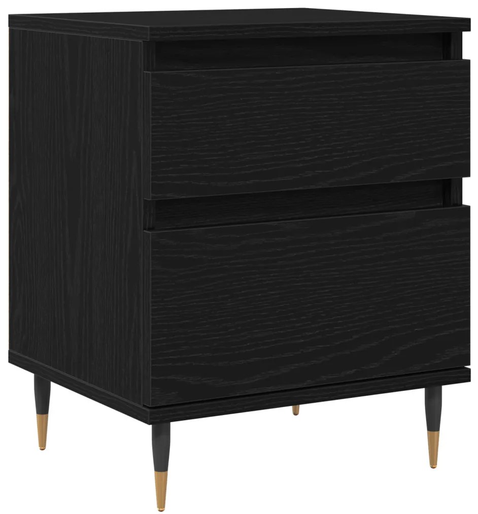 Éjjeli szekrények 2db Fekete tölgy 40x35x50 cm Szerelt fa